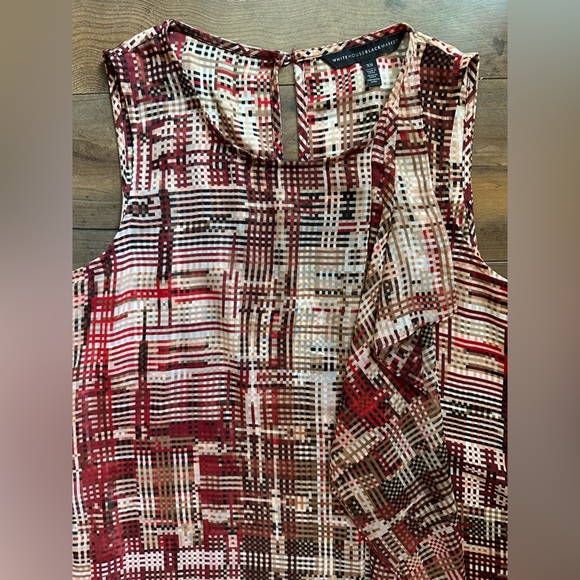 White House Black Market Abstract Plaid Print Sleeveless Blouse XS – Fall Colors - Picture 2 of 4